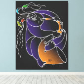 Toile Saxophone in C major - Ink drawing and digital man (Insitu (Plancher de Bois))