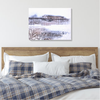 Toile Scarborough North Bay Pier - Vintage Watercolour