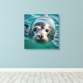 Toile Sceau mignon Tête hors de l'eau (Insitu (Plancher de Bois))