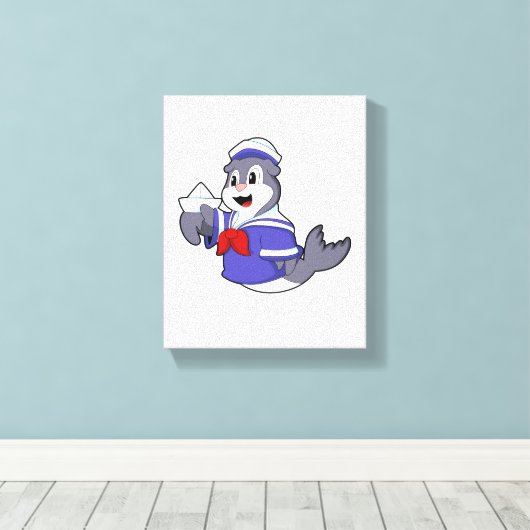 Toile Sceller comme marin avec bateau (Insitu (Plancher de Bois))