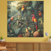 Toile Scène botanique de perroquets et ananas (Insitu(Salon))
