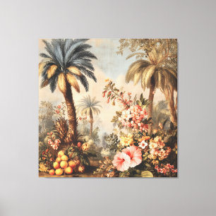 Toile Scène botanique vintage avec palmiers