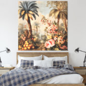 Toile Scène botanique vintage avec palmiers (Insitu(Chambre))