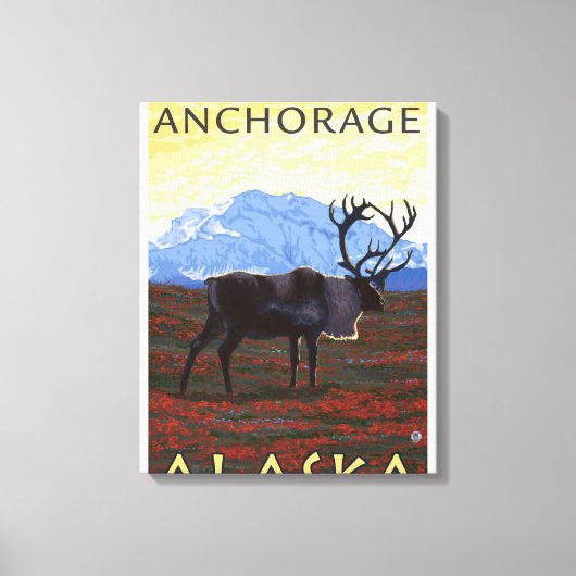 Toile Scène Caribou - Anchorage, Alaska (Recto)