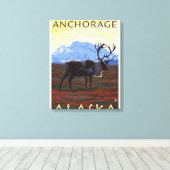 Toile Scène Caribou - Anchorage, Alaska (Insitu (Plancher de Bois))