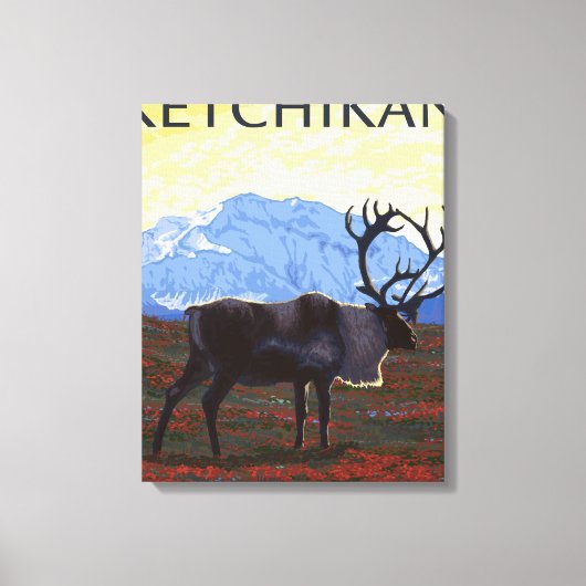 Toile Scène Caribou - Ketchikan, Alaska (Recto)