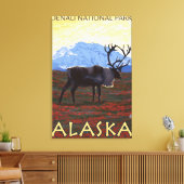 Toile Scène Caribou - Parc national Denali, Alaska (Insitu(Salon))
