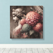 Toile Scène classique avec statue de gipsum et hydrangea (Insitu (Plancher de Bois))