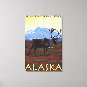 Toile Scène de caribou - parc national de Denali, Alask