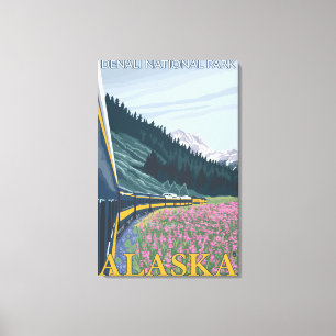 Toile Scène de chemin de fer de l'Alaska - parc nationa