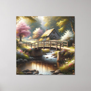 Toile Scène de cottage printanier Cottagecore