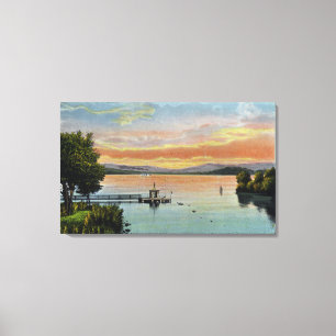Toile Scène de coucher du soleil sur le lac