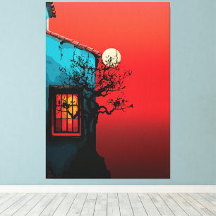 Toile Scène de la fenêtre au crépuscule mystique