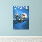 Toile Scène de Loutres de Maine (Insitu (Plancher de Bois))