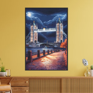 Toile Scène de nuit londonienne avec tour éclairée