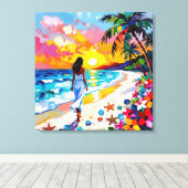 Toile Scène de plage abstraite au coucher du soleil vibr (Insitu (Plancher de Bois))