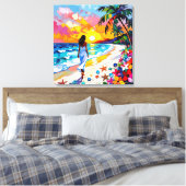 Toile Scène de plage abstraite au coucher du soleil vibr (Insitu(Chambre))