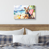 Toile Scène de plage avec Airedale Terrier (Insitu(Chambre))