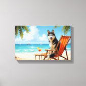 Toile Scène de plage avec un Malamute d'Alaska (Recto)