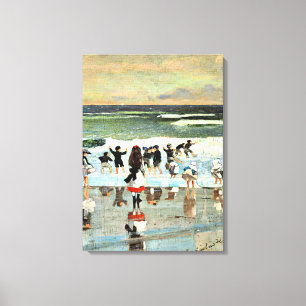 Toile Scène de plage, peinture vintage d'art