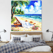 Toile Scène de plage relaxante avec chaise longue (Insitu(Chambre))