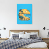 Toile Scène de plage rétro californienne au coucher du s (Insitu(Chambre))
