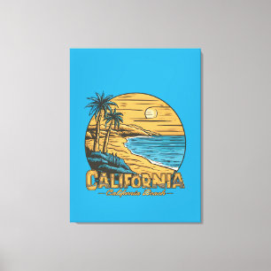 Toile Scène de plage rétro californienne au coucher du s
