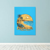 Toile Scène de plage rétro californienne au coucher du s (Insitu (Plancher de Bois))