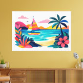 Toile Scène de plage rétro moderne 01 (Insitu(Salon))