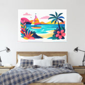 Toile Scène de plage rétro moderne 01 (Insitu(Chambre))