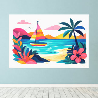 Toile Scène de plage rétro moderne 01