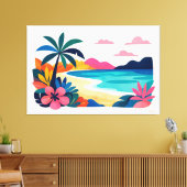 Toile Scène de plage rétro moderne 02 (Insitu(Salon))