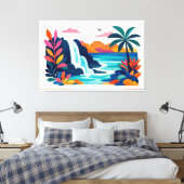Toile Scène de plage rétro moderne 03 (Insitu(Chambre))
