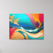 Toile Scène de plage tropicale abstraite vibrante (Recto)
