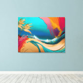 Toile Scène de plage tropicale abstraite vibrante (Insitu (Plancher de Bois))