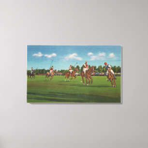 Toile Scène de polo avec des joueurs et des chevaux sur