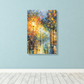 Toile Scène de rue impressionniste par une soirée romant (Insitu (Plancher de Bois))