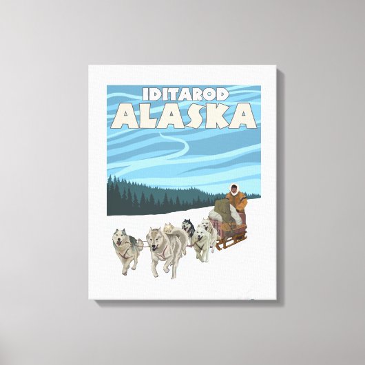 Toile Scène de traînée de chien - Iditarod, Alaska (Recto)