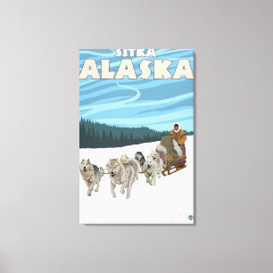 Toile Scène de traînée de chien - Sitka, Alaska