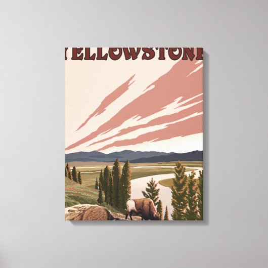 Toile Scène de YellowstoneBison (Recto)