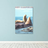 Toile Scène des Lions de la Mer du New Hampshire (Insitu (Plancher de Bois))