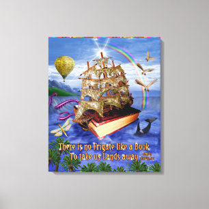 Toile Scène d'océan de bateau de livre avec la citatio