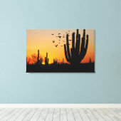 Toile Scène du coucher du soleil du désert de Cactus (Insitu (Plancher de Bois))