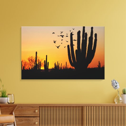 Toile Scène du coucher du soleil du désert de Cactus (Insitu(Salon))