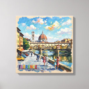 Toile Scène du Duomo du Ponte Vecchio de Florence sur to