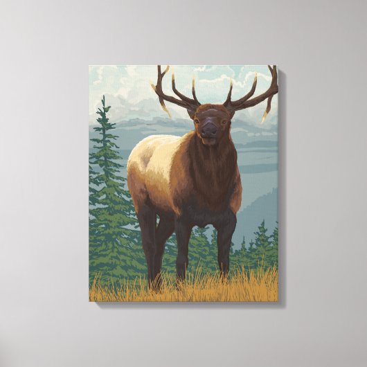 Toile Scène Elk Nouveau-Mexique (Recto)