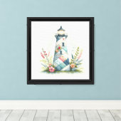 Toile Scène florale de phare en patchwork côtier (Insitu (Plancher de Bois))