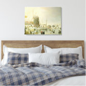 Toile Scène hivernale avec patineurs par un moulin à ven (Insitu(Chambre))