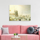 Toile Scène hivernale avec patineurs par un moulin à ven (Insitu(Salon))