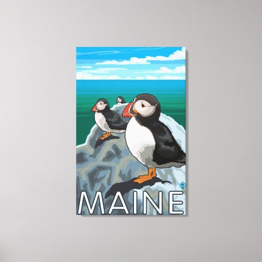 Toile Scène MainePuffins (Recto)
